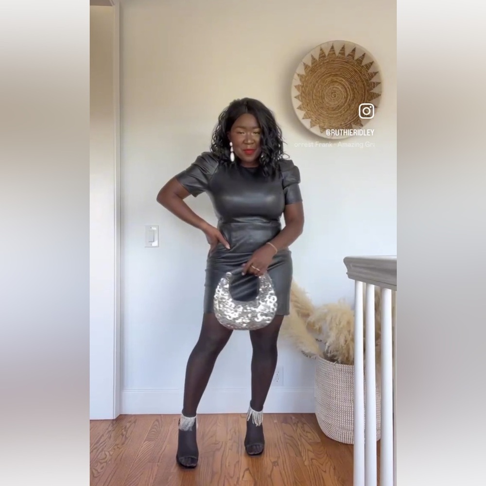 Shop Avara Faux Leather Fitted Mini Dress